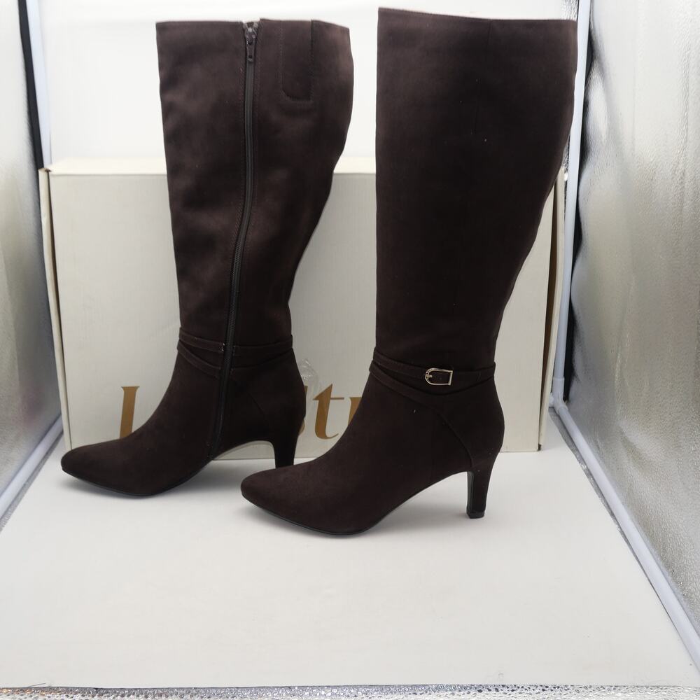 NEW LifeStride Women's 9.5 Guild Knee High WIDE CALF Heeled Boots  Brown - Picture 3 of 12